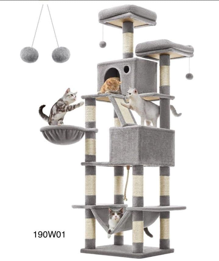 キャットタワー　据え置きハンモック転倒防止高さ206cm 楽天市場】キャットタワー スリム 大型猫用 多頭飼い 猫タワー